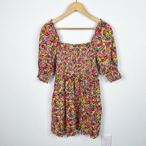 RIXO x Target Floral Puff Sleeve Smocked Babydoll Dress Size S